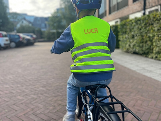 Fluorescent safety vest child with name - Basic