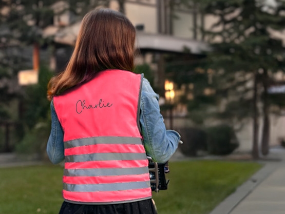 Fluorescent safety vest child with name - Basic