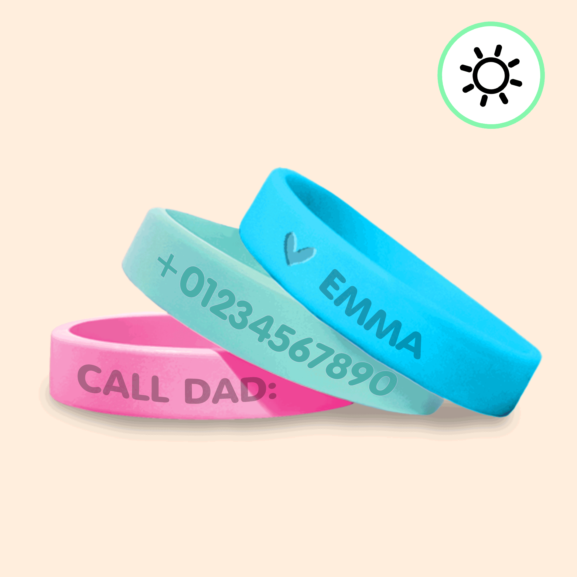 SOS ID Bracelet - Glow in the dark