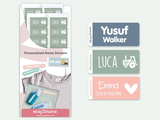 Stick On Name Labels (for clothes) - multicolour