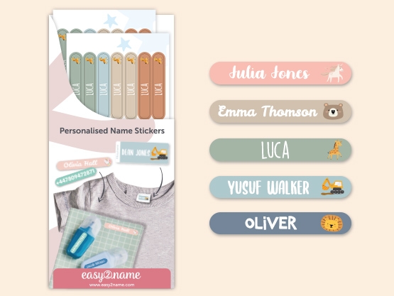 Themed Small Name Stickers (for Equipment)