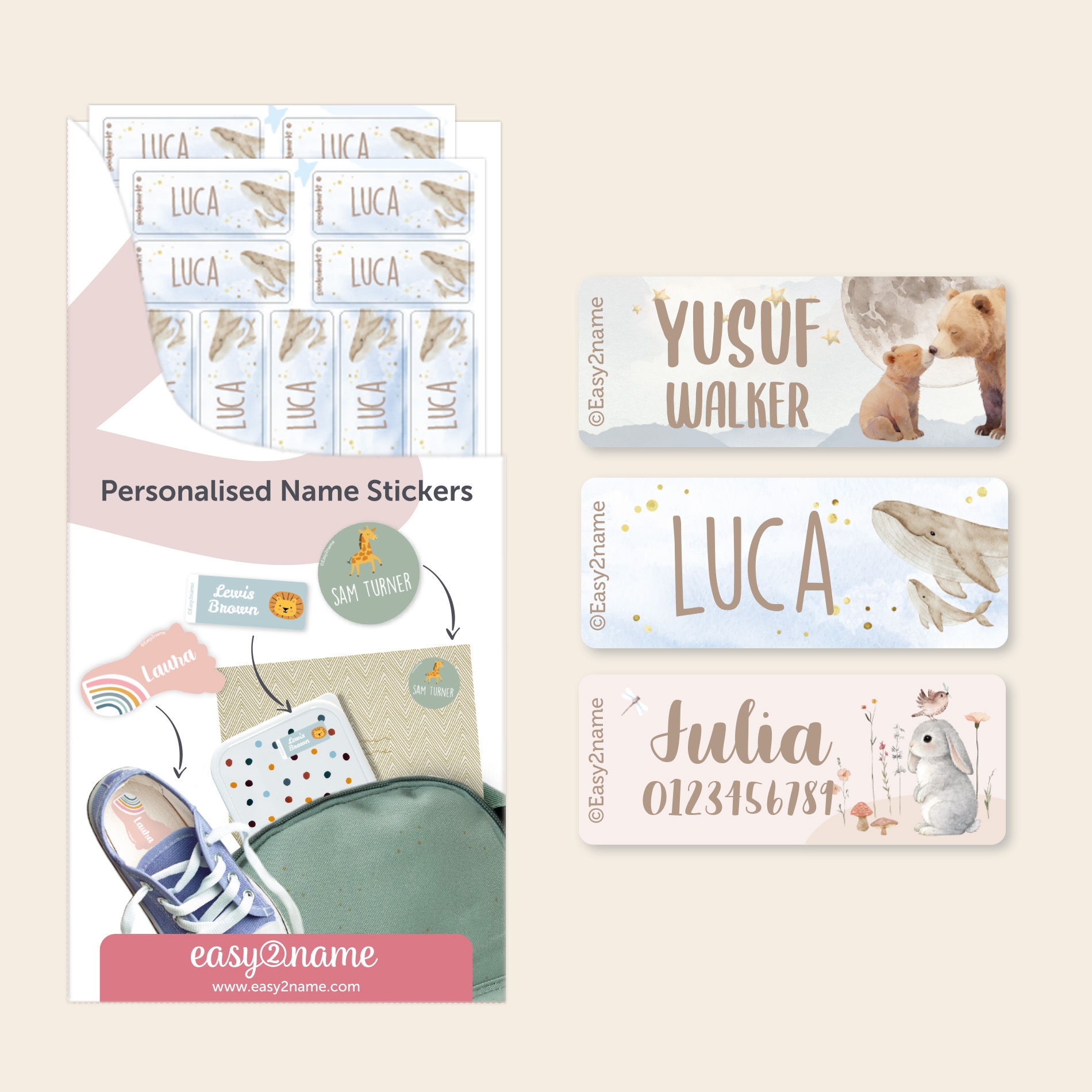 Small Watercolour Name Stickers