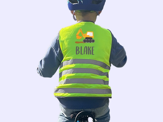 Fluorescent safety vest child with name - Theme