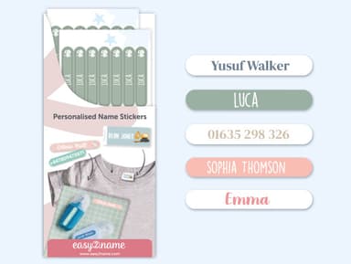 Small Stick On Name Labels (for equipment) – one colour 