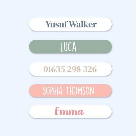 Small Stick On Name Labels (for equipment) – one colour 