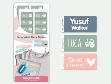 Stick On Name Labels (for clothes) - multicolour