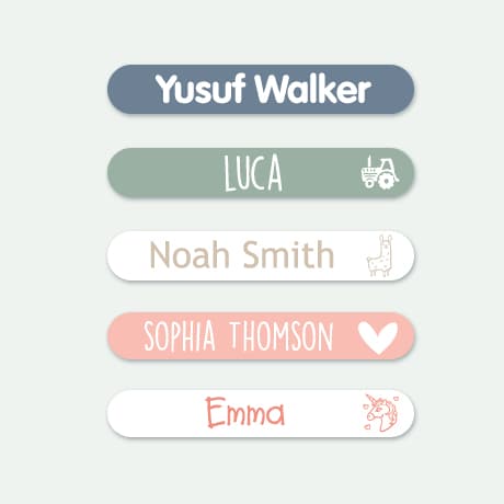 Small Stick On Name Labels (for equipment) – multicolour