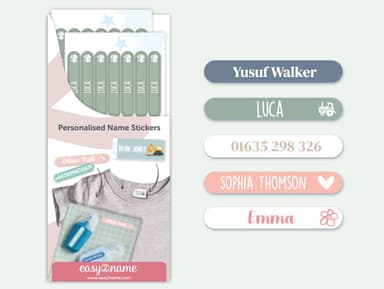 Small Stick On Name Labels (for equipment) – multicolour