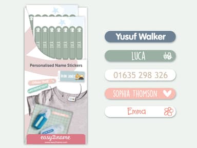 Small Stick On Name Labels (for equipment) – multicolour