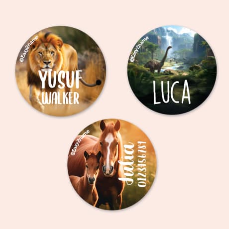 Round Realistic Name Stickers