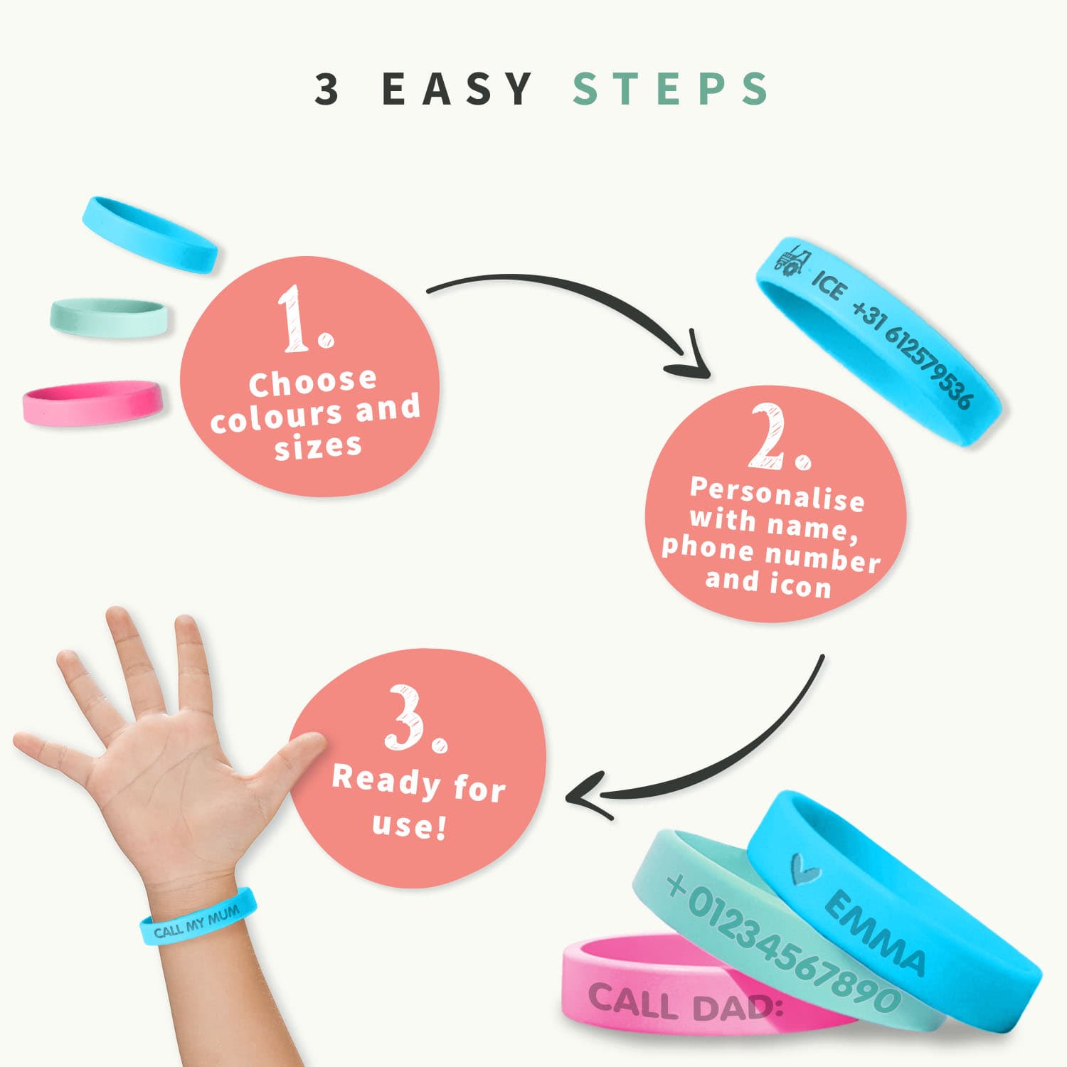 SOS ID Bracelet - Glow in the dark