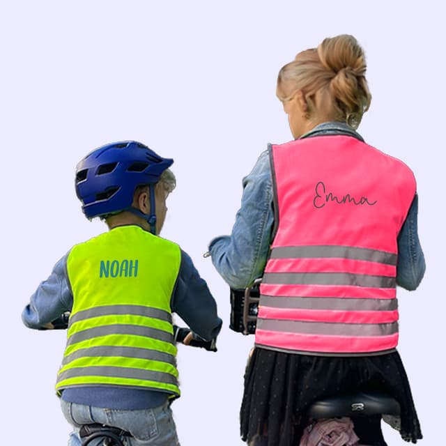Fluorescent safety vest child with name - Basic