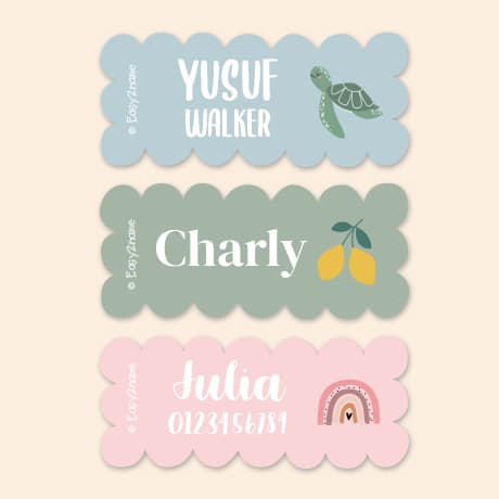 Wave Themed Name Stickers