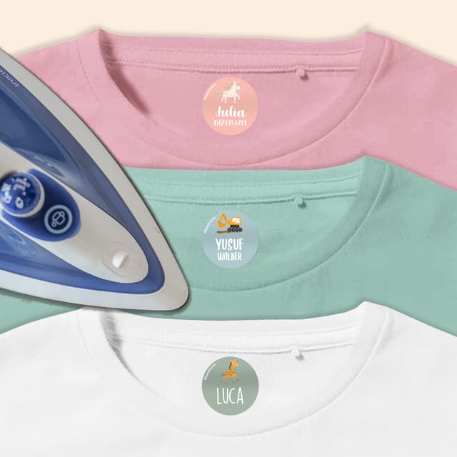 Round Iron-on Labels - Theme