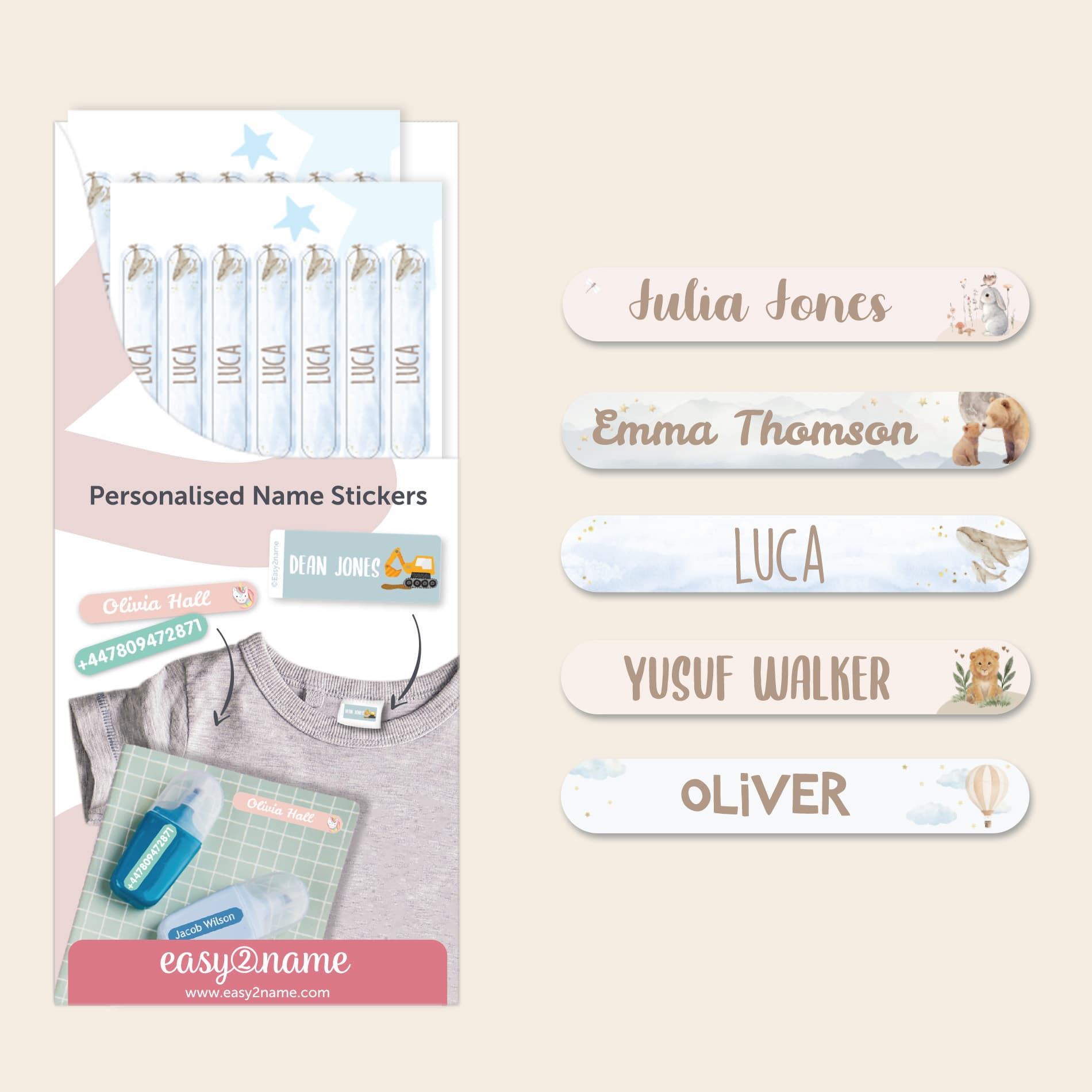 Mini Watercolour Name Stickers