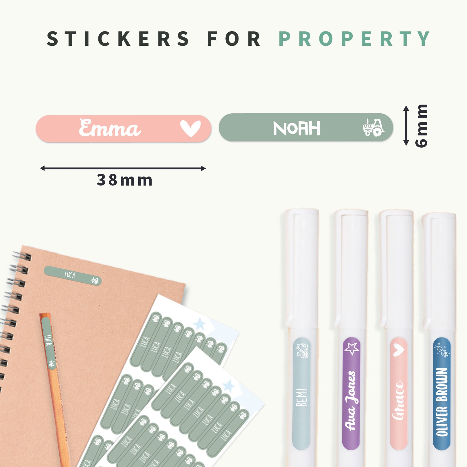 Mini Name Stickers – One Colour