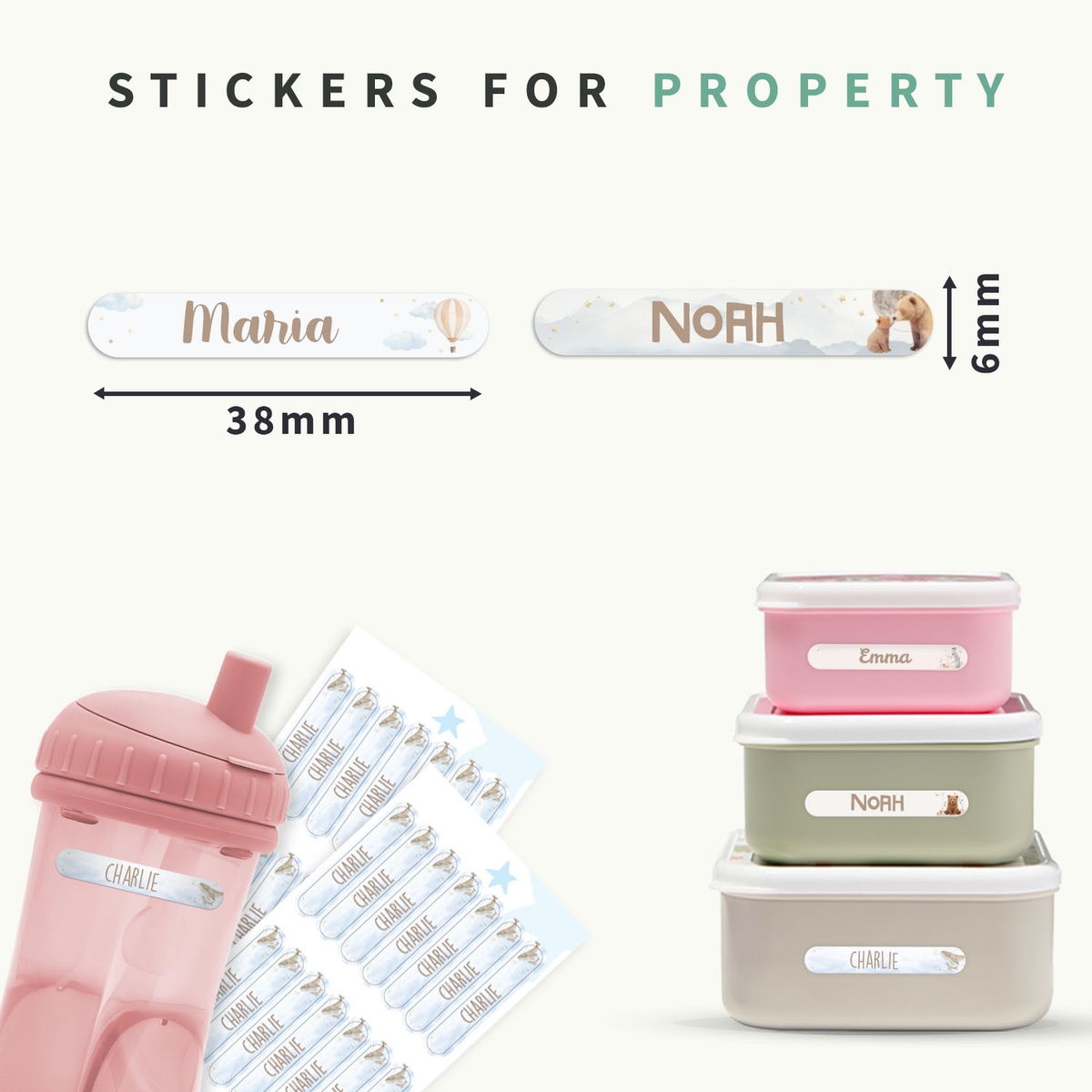 Mini Watercolour Name Stickers