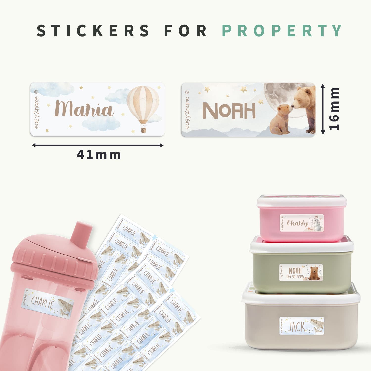 Small Watercolour Name Stickers