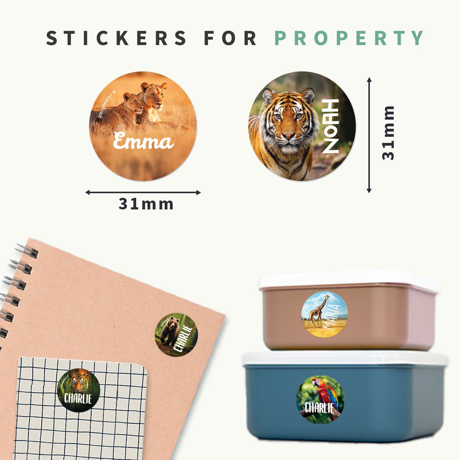 Round Name Stickers - Real World