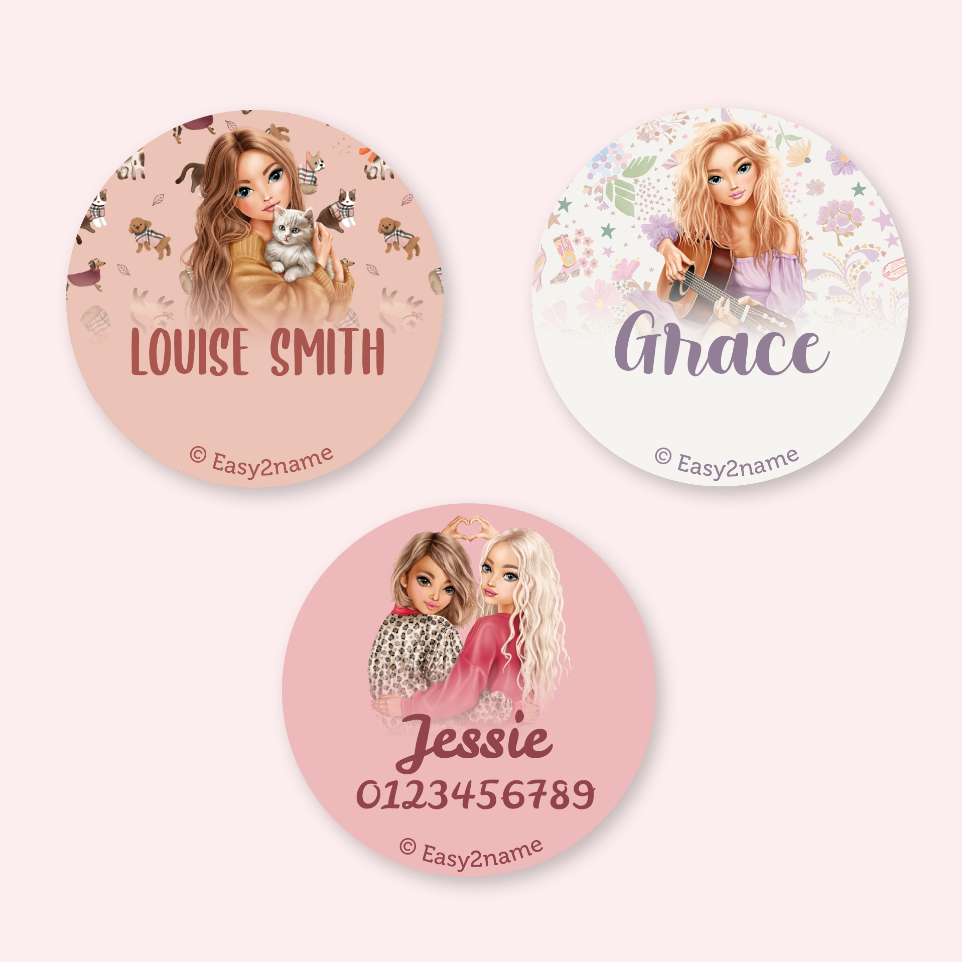 Round Name Stickers - Topmodel